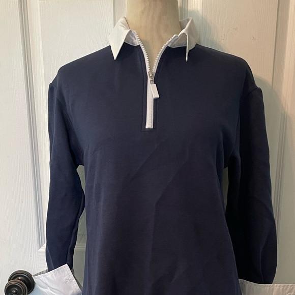 NWT - ADDISON BAY Women's Rugby Sweatshirt Mini Dress, Navy And White, small - Picture 11 of 14